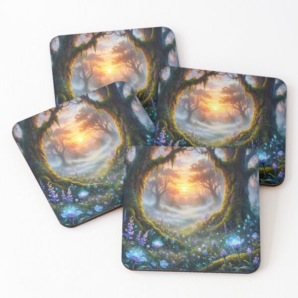 Item preview, Enchanted Sunset Meadow: Glowing Flowers and Mossy Trees designed and sold by MoonwoodStudio.