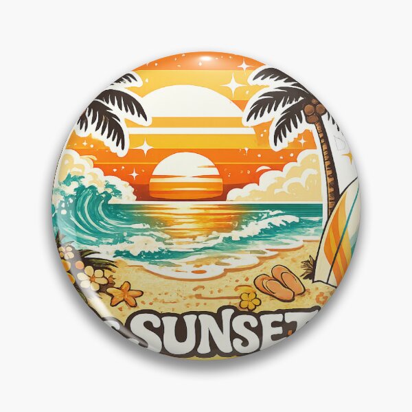 Item preview, Vintage 70s Sunset Beach Sticker | Retro Tropical Palm Tree Ocean Aesthetic Die Cut Sticker designed and sold by Fill Dreams Studio.