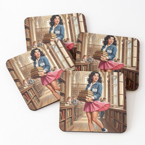 Item preview, Retro Librarian Student Carrying Books Library Wall Art designed and sold by Vincent-68.