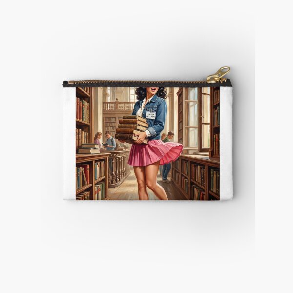 Artikelvorschau, Retro Librarian Student Carrying Books Library Wall Art entworfen und verkauft von Vincent-68.