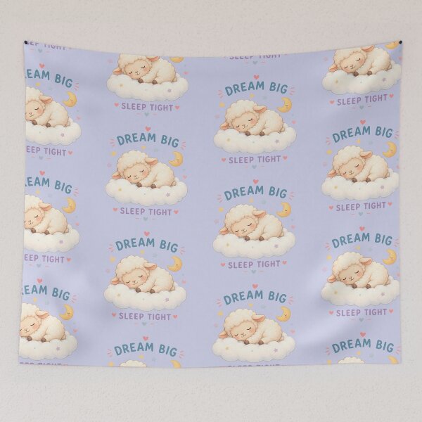 Item preview, Dream Big Sleep Tight – Cute Sleeping Lamb on Cloud Kawaii Inspirational Design designed and sold by Tidarat-27.