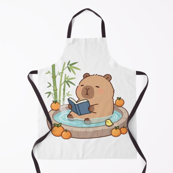 Item preview, Cute Bookworm Capybara Hot Spring Illustration designed and sold by RandomWalker.