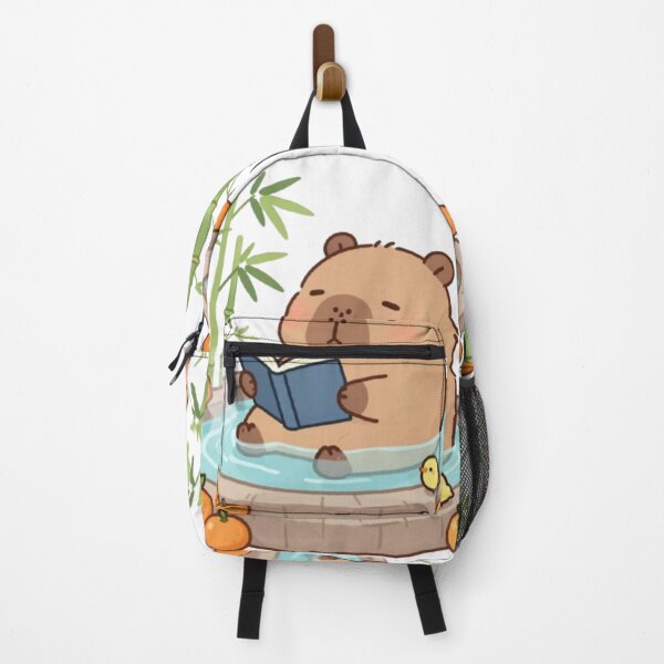 Item preview, Cute Bookworm Capybara Hot Spring Illustration designed and sold by RandomWalker.