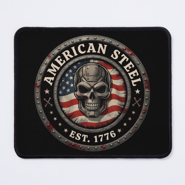Item preview, American Steel Skull Flag Emblem designed and sold by OldGloryForge.