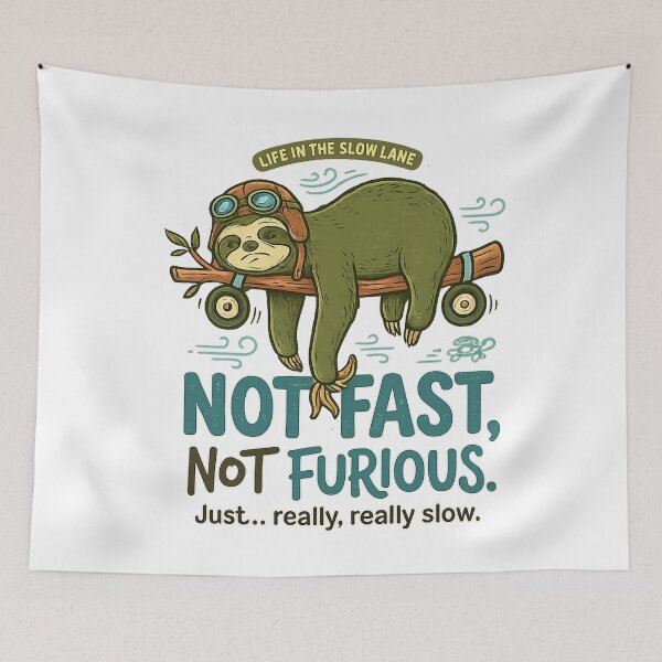 Item preview, Not Fast Not Furious Sloth Funny Vintage Retro T-Shirt designed and sold by CreativeNest Prints.