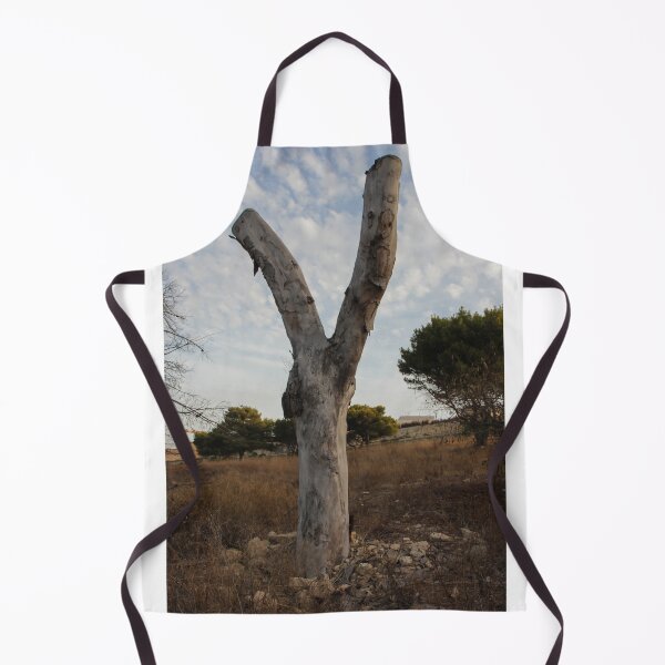 Item preview, Weathered Dead Tree Trunk Split In Y Shape Standing In Dry Field Under Cloudy Sky designed and sold by Nmallia.