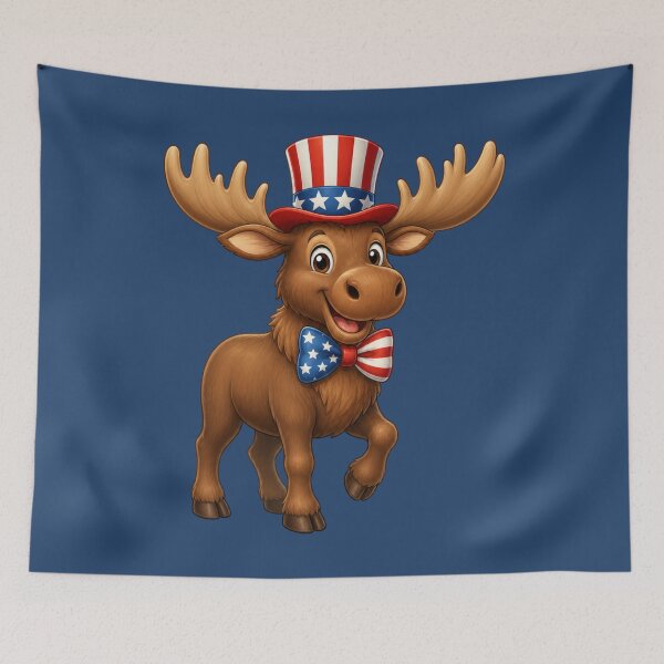 Item preview, Cute Patriotic Moose American Flag designed and sold by FREENATION2026.