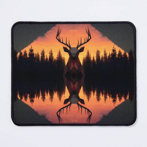 Item preview, Minimalist low poly deer sunset illustration designed and sold by Checho30.