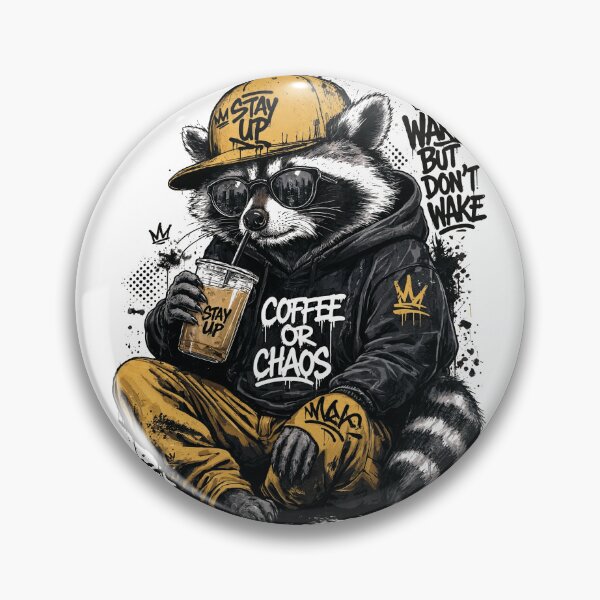 Item preview, Sticker - Decal - T-shirt: Raccoon Drinking Iced Coffee – Urban Streetwear Vibes designed and sold by ForeverPrintsOK.