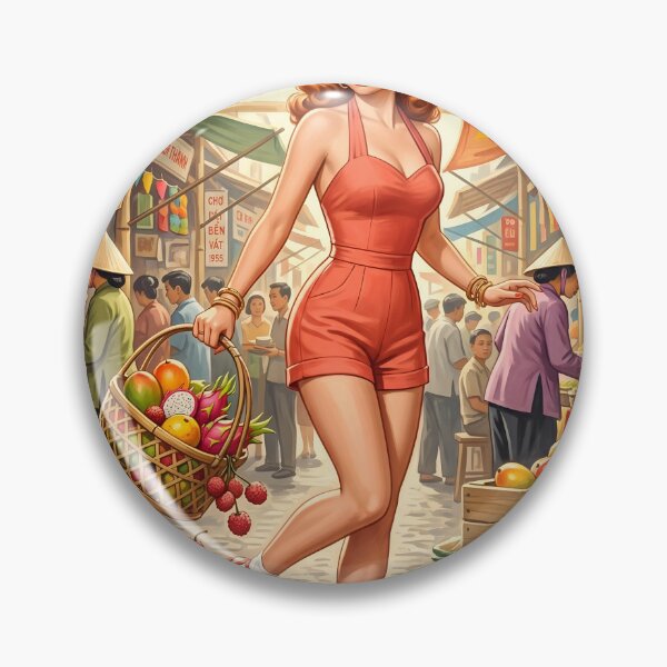 Item preview, Vintage 1955 Saigon Market Pinup Girl Wall Art designed and sold by Vincent-68.