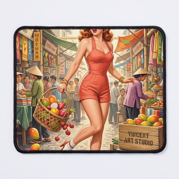 Item preview, Vintage 1955 Saigon Market Pinup Girl Wall Art designed and sold by Vincent-68.