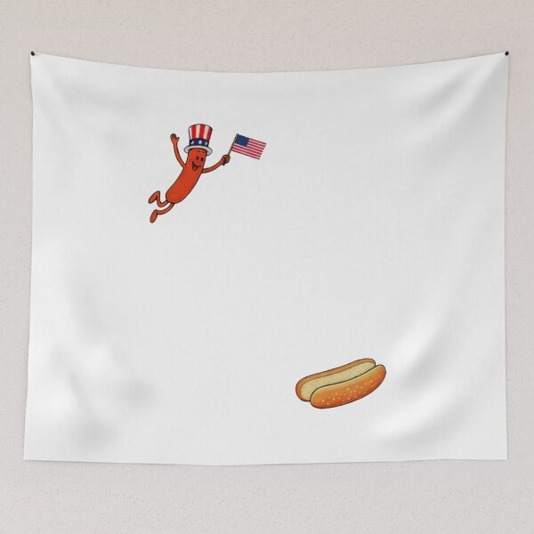 Item preview, Hotdog Freedom Dive Funny Uncle Sam Hot Dog Jumping Into Bun designed and sold by HaloHop.