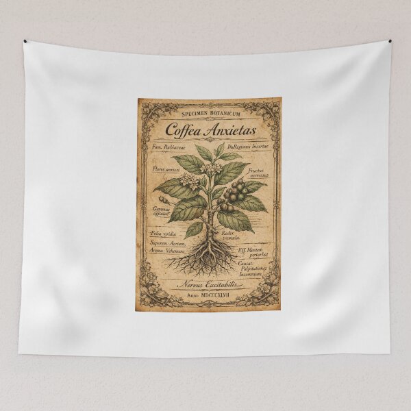 Item preview, Coffea Anxietas Funny Coffee Plant Botanical Burnout Surreal Art Gift designed and sold by Print Loft.