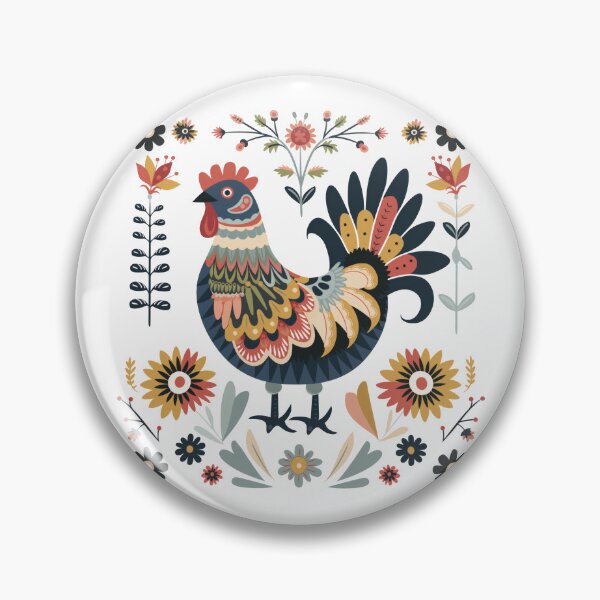 Item preview, Scandinavian Folk Art, Floral Chicken designed and sold by xiao xuans.