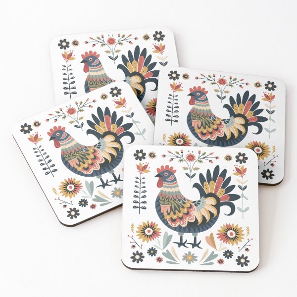 Item preview, Scandinavian Folk Art, Floral Chicken designed and sold by xiao xuans.