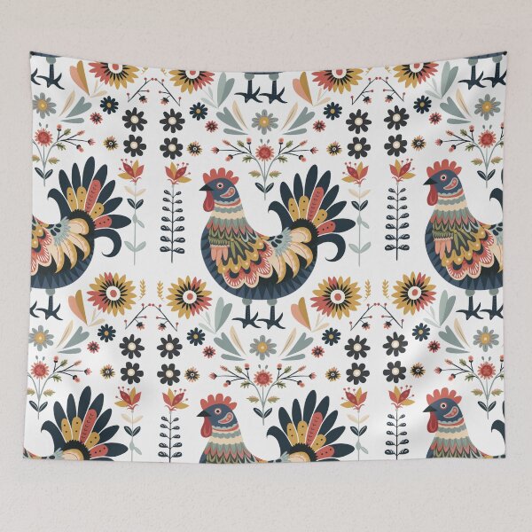 Item preview, Scandinavian Folk Art, Floral Chicken designed and sold by xiao xuans.