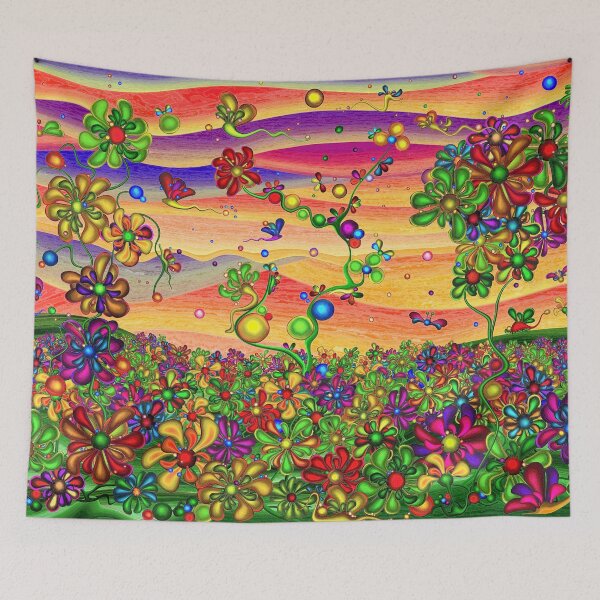 Item preview, Whimsy hippie floral pin button designed and sold by Ofir mor.