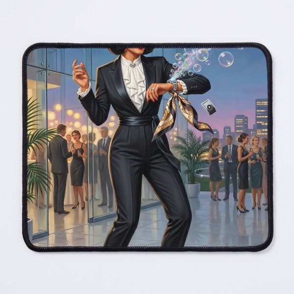 Item preview, Chic Businesswoman Celebrating Success Retro Illustration designed and sold by Vincent-68.