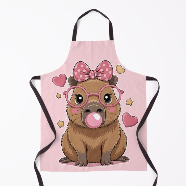 Item preview, Adorable Brown Rodent with Pink Glasses, Polka Dot Bow, Bubblegum, Hearts and Stars on Pink Background Vector Art designed and sold by zozo-shop.
