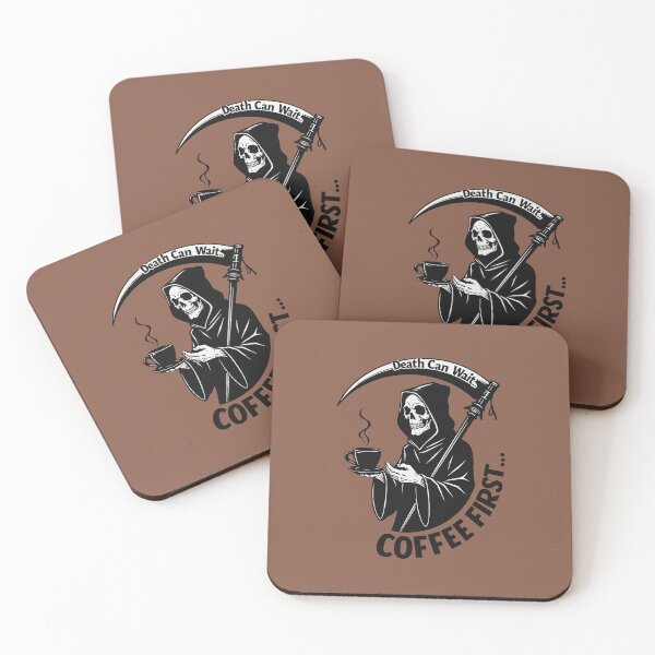Item preview, Funny Grim Reaper - Death And Coffee designed and sold by Kaurisdigital.