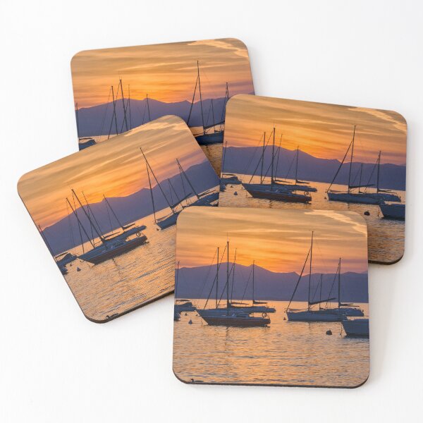 Item preview, Bardolino Sunset with Silhouetted Yachts designed and sold by Violaman.