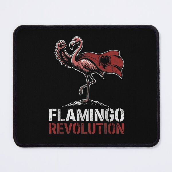 Item preview, Flamingo Revolution Patriotic Albania Flag Power Fist Cool Bird Resistance Tee Design designed and sold by Serene woods.