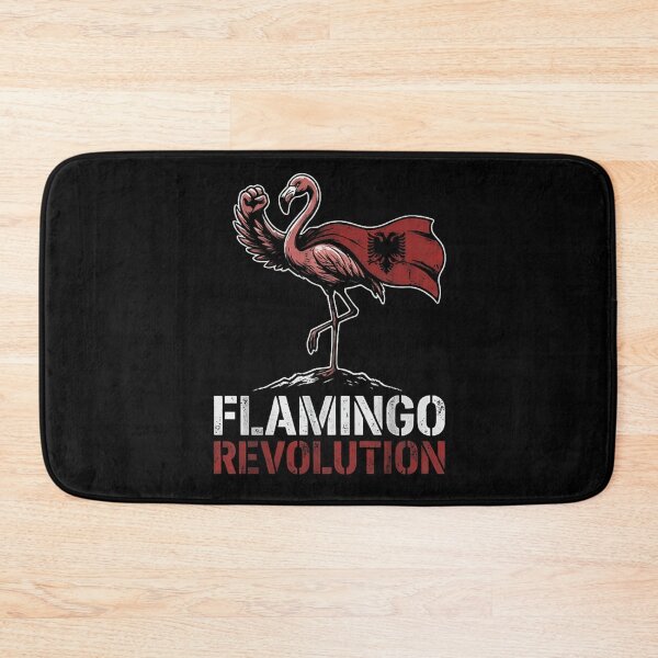 Item preview, Flamingo Revolution Patriotic Albania Flag Power Fist Cool Bird Resistance Tee Design designed and sold by Serene woods.