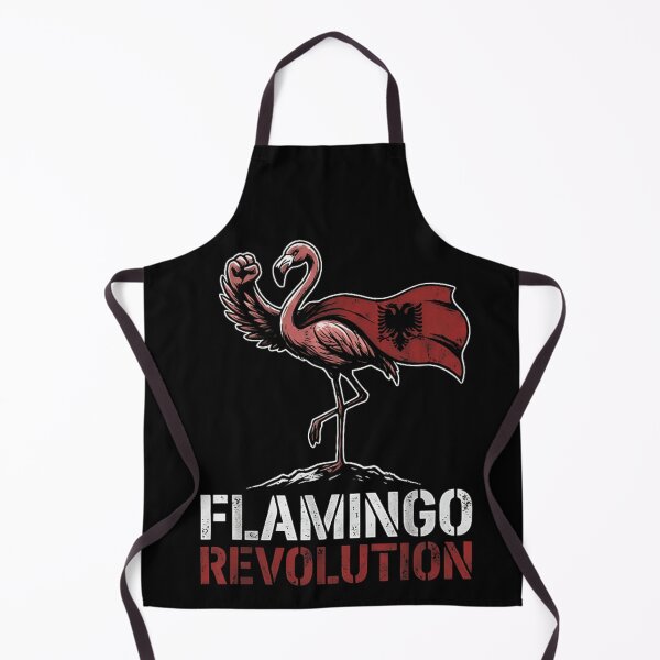 Item preview, Flamingo Revolution Patriotic Albania Flag Power Fist Cool Bird Resistance Tee Design designed and sold by Serene woods.
