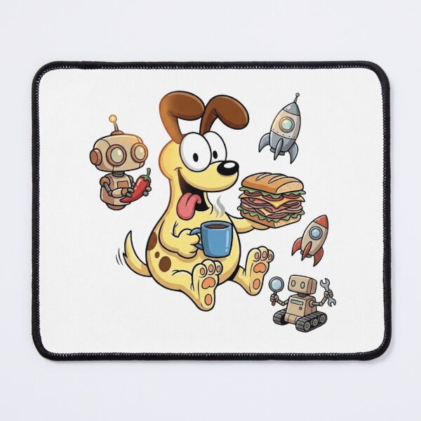 Item preview, Cute Retro Sci Fi Dog Cartoon Funny Robot And Space Adventure Artwork designed and sold by Charonde.