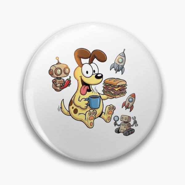 Item preview, Cute Retro Sci Fi Dog Cartoon Funny Robot And Space Adventure Artwork designed and sold by Charonde.