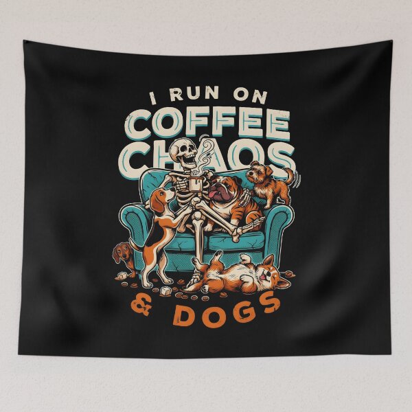 Item preview, I Run On Coffee, Chaos And Dogs Funny Dog Mom Coffee Addict designed and sold by Redgiant87x.