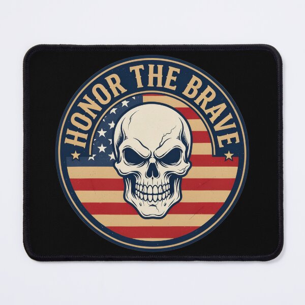 Item preview, Honor the Brave Skull Flag Emblem designed and sold by OldGloryForge.