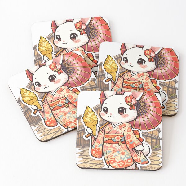 Item preview, Kanazawa Bunny with Gold Leaf Ice Cream - Kawaii Higashi Chaya District Japan Travel Sticker designed and sold by kawaii animal store (in Japan).