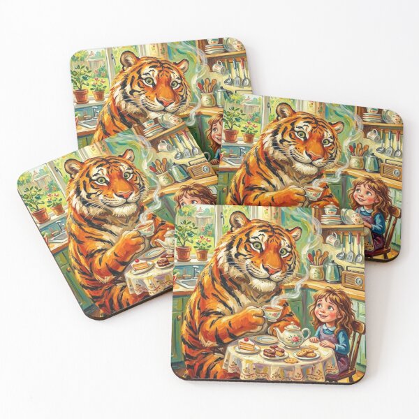 Item preview, An Unexpected Guest – The Tiger Who Came to Tea Fine Art Print designed and sold by Art's Diner.