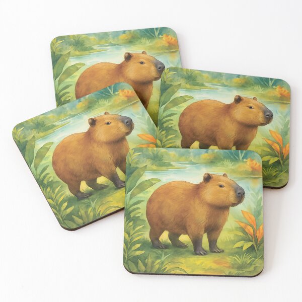 Item preview, Capybara Watercolor Wildlife Art designed and sold by MaverlyShop.