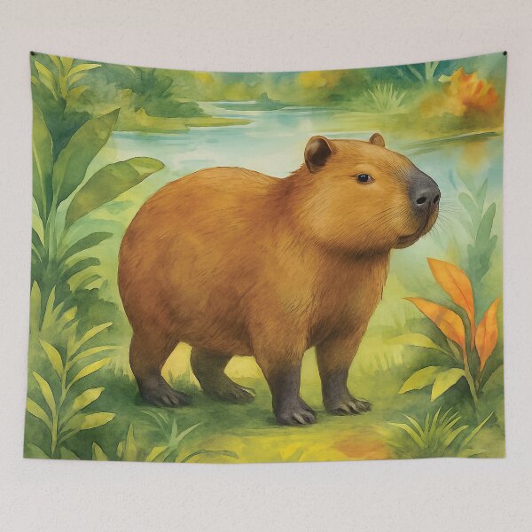 Item preview, Capybara Watercolor Wildlife Art designed and sold by MaverlyShop.
