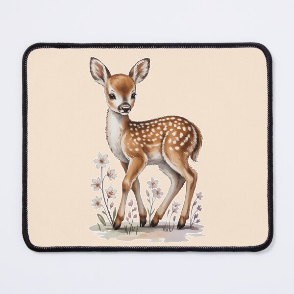 Item preview, Adorable Spotted Fawn Standing in Wildflowers Whimsical Hand-Drawn Watercolor Baby Deer designed and sold by zozo-shop.