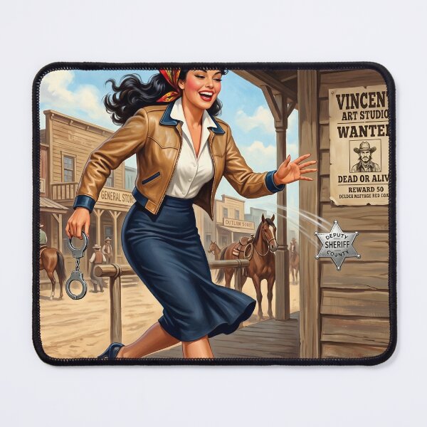 Item preview, Vintage 1950s Wild West Pin-Up Girl Western Wall Art designed and sold by Vincent-68.