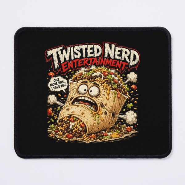 Item preview, Twisted Nerd Entertainment Angry Burrito Comical Food Monster Bursting Overfilled Illustration designed and sold by Taniyah Gomes.