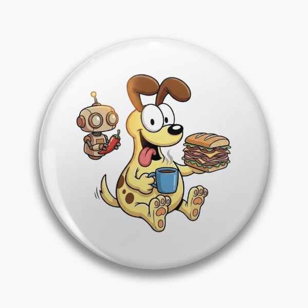 Item preview, Funny Space Dog Cartoon With Coffee Sandwich Rockets And Cute Robots designed and sold by Charonde.