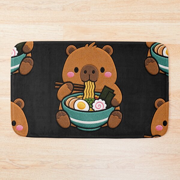 Item preview, Kawaii Capybara Eating Ramen - Cute Capybara Embroidery Patch designed and sold by ColorSplash123.