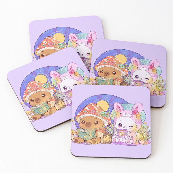 Item preview, Cozy capybara and bunny mystic art - kawaii besties cartoon  designed and sold by StudioPeachPop.