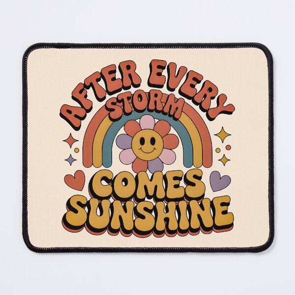 Item preview, After Every Storm Comes Sunshine, Retro 70s Rainbow and Smiley Face Flower designed and sold by zozo-shop.