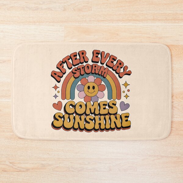 Item preview, After Every Storm Comes Sunshine, Retro 70s Rainbow and Smiley Face Flower designed and sold by zozo-shop.