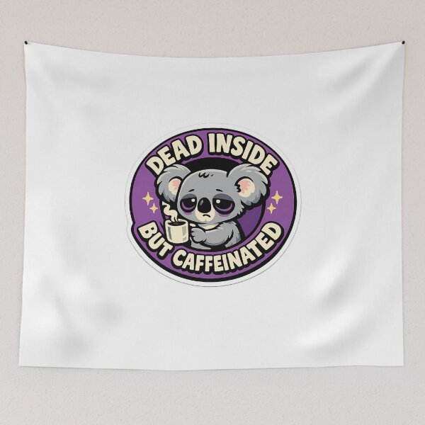 Item preview, Cute Koala Dead Inside But Caffeinated Retro Purple Sticker designed and sold by MIROUZ2000.