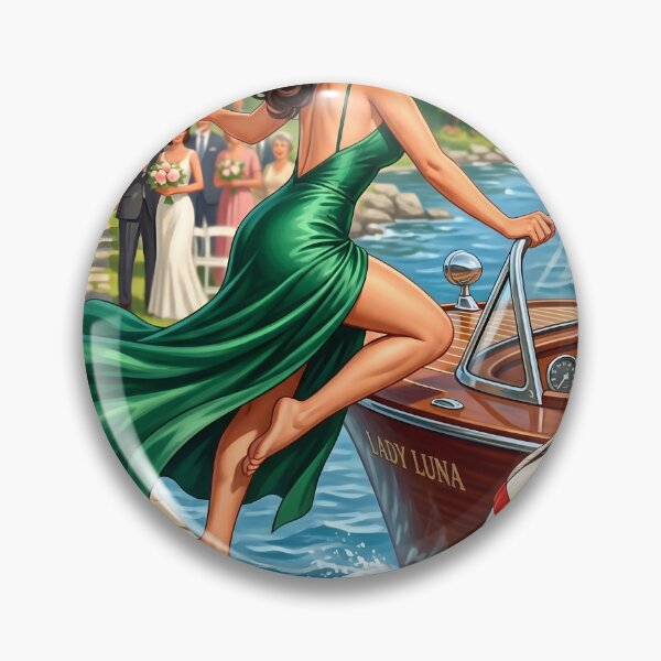 Item preview, Vintage Pinup Bride Boarding Speedboat Art Print designed and sold by Vincent-68.