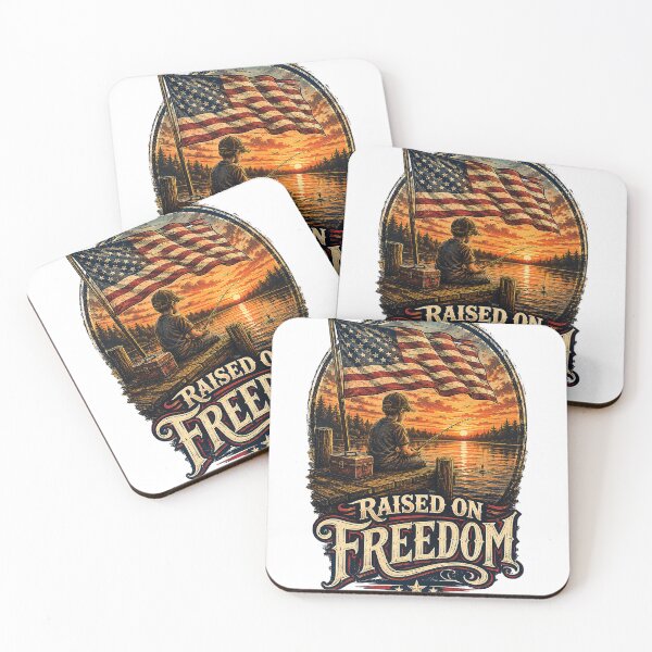 Item preview, Raised on Freedom – Patriotic Fishing Sunset  designed and sold by RajkaLunari.