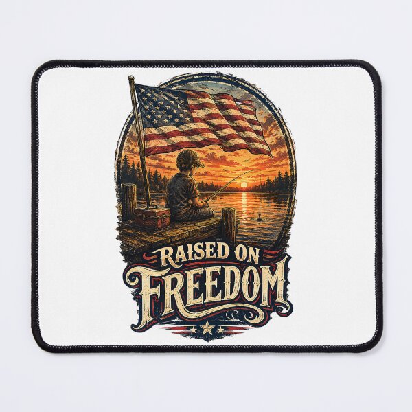 Item preview, Raised on Freedom – Patriotic Fishing Sunset  designed and sold by RajkaLunari.