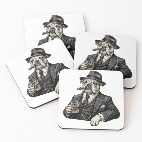 Item preview, Mafia Boss Bulldog Smoking Cigar and Drinking Whiskey designed and sold by Articooler.