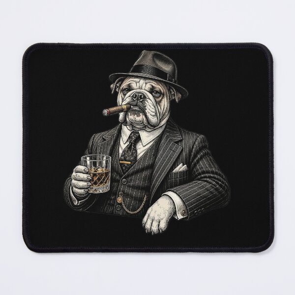 Item preview, Mafia Boss Bulldog Smoking Cigar and Drinking Whiskey designed and sold by Articooler.